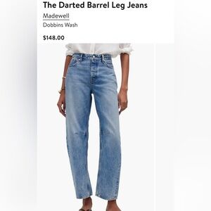 Madewell darted barrel leg jean in dobbins wash - 23p petite